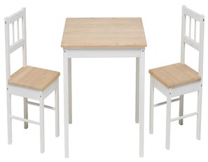 weiße Impag Kindersitzgruppe Holz - Ein Holz Kindertisch mit zwei Stühlen