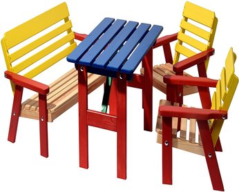 Dobar Kindersitzgruppe mit Kindertisch und Kindersitzbank und Stühlen für den Garten